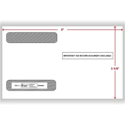 ComplyRight Double Window Envelope for W-2 (5218) Tax Form, 5.63" x 9", White/Black, 100/Pack (51511)