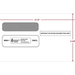 ComplyRight Moistenable Glue Security Tinted Double-Window Tax Envelopes, 5 5/8" x 9.25", 50/Pack (6666150)