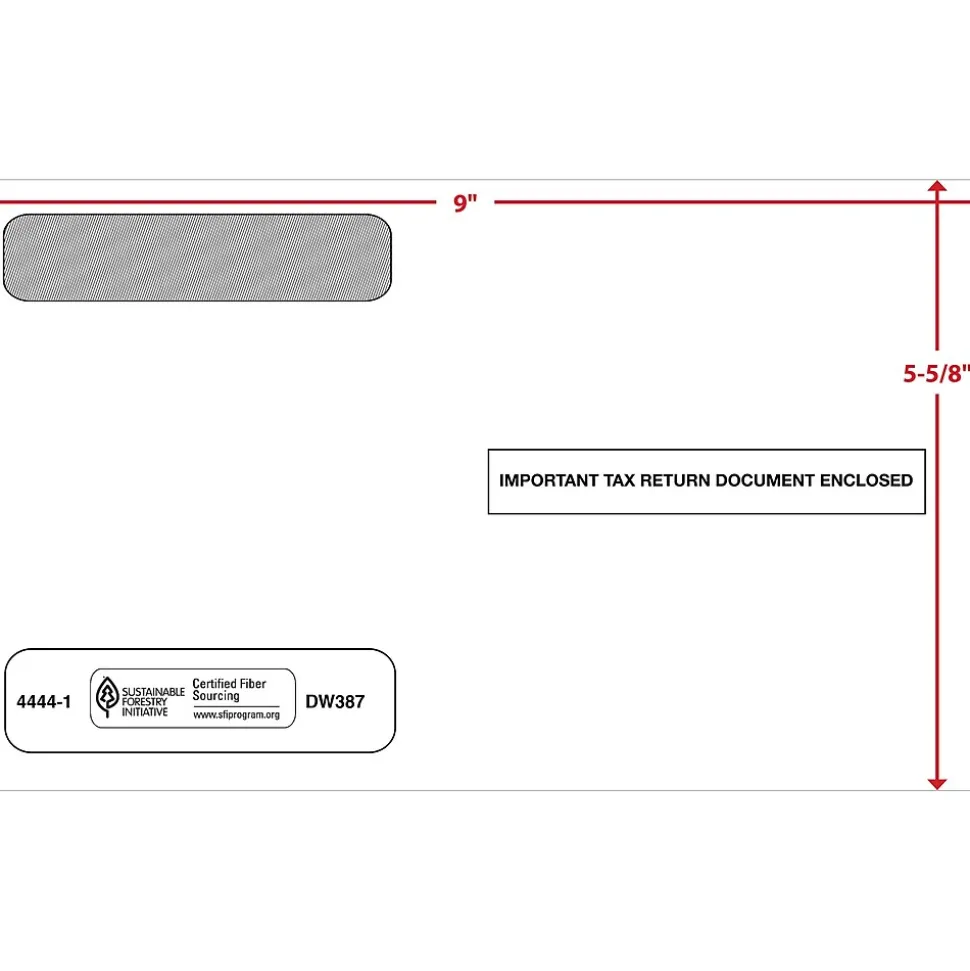 ComplyRight Moistenable Glue Security Tinted Double-Window Tax Envelopes, 5 5/8" x 9", 50/Pack (4444150)