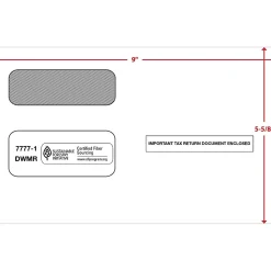 ComplyRight Moistenable Glue Security Tinted Double-Window Tax Envelopes, White, 50/Pack (7777150)