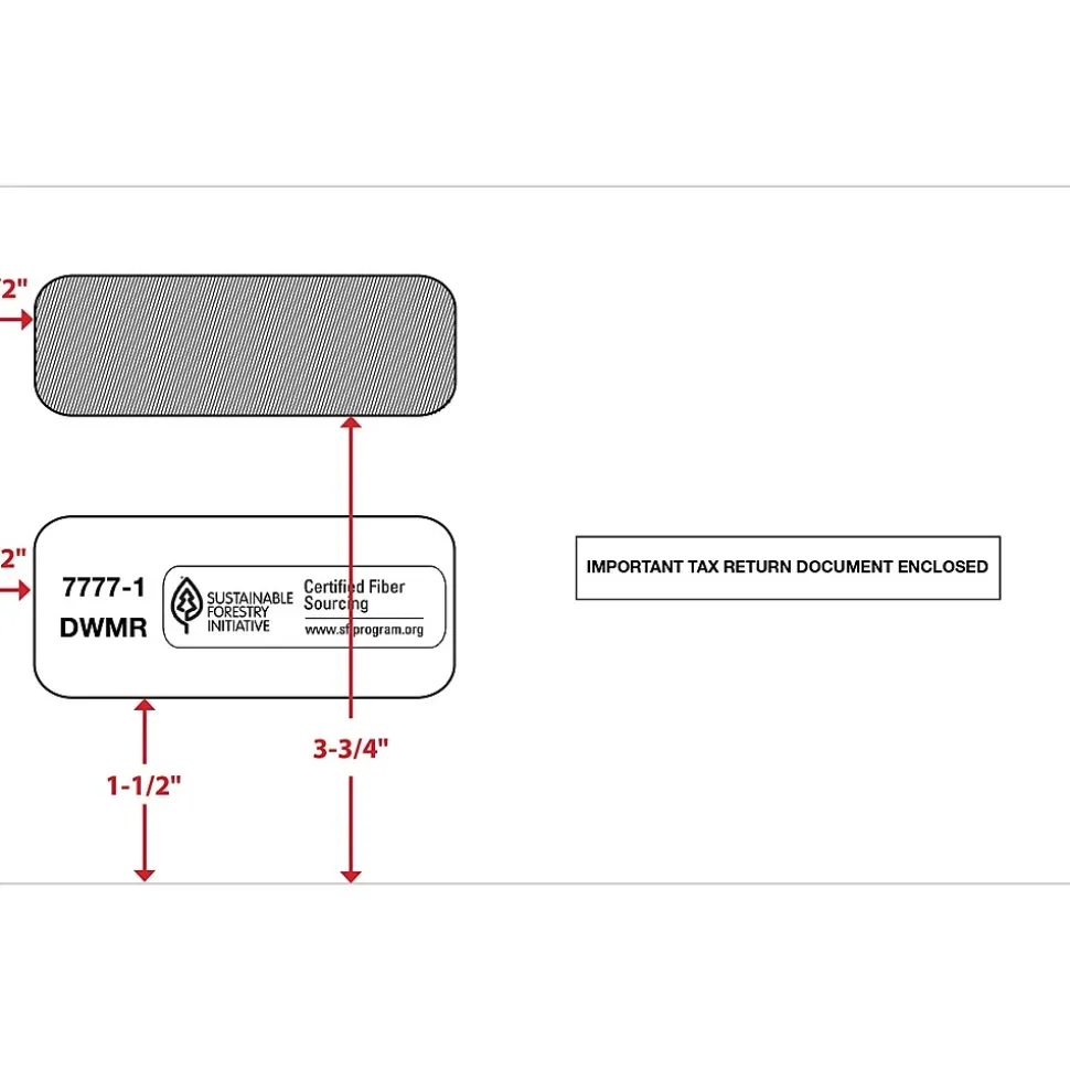 ComplyRight Moistenable Glue Security Tinted Double Window Tax Envelopes, 5 5/8" x 9", 50/Pack (1095BENV50)