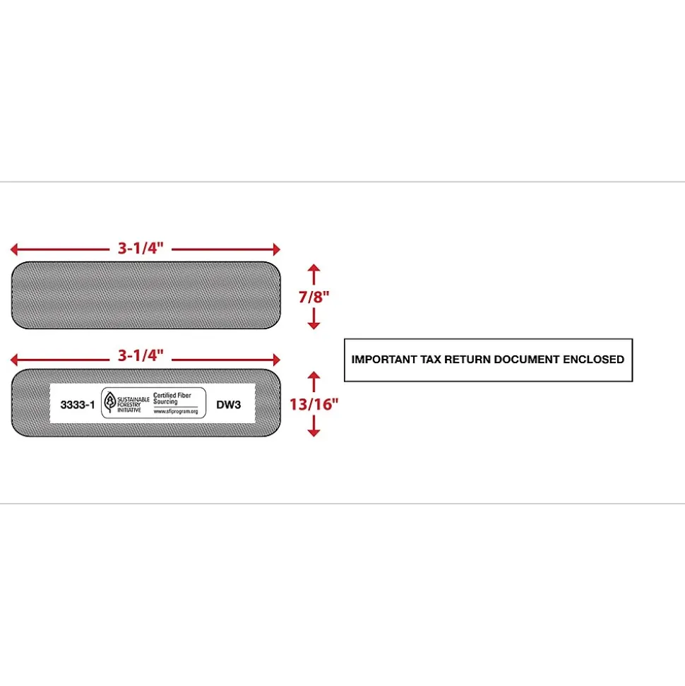 ComplyRight Moistenable Glue Security Tinted Double-Window Tax Envelopes, 3 7/8" x 8.5", 50/Pack (3333150)