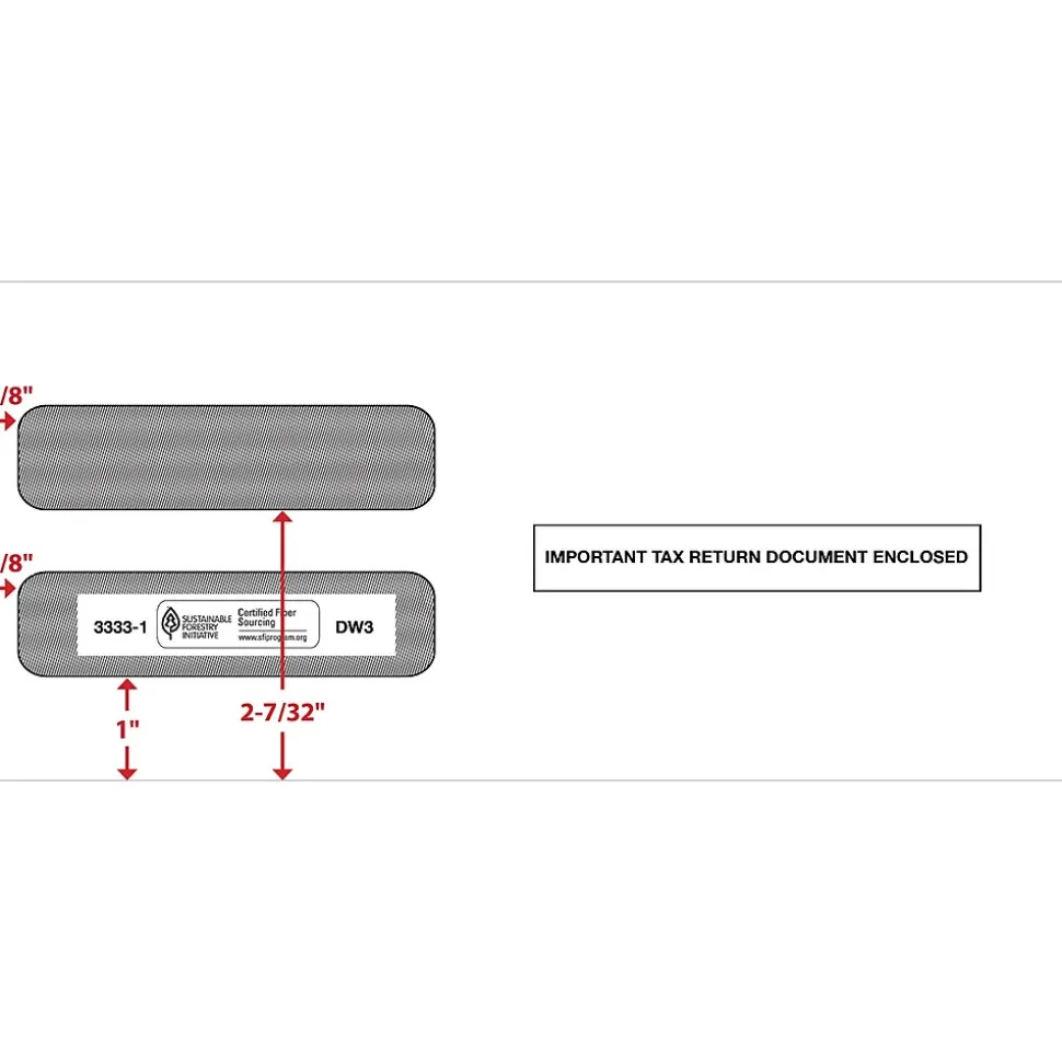 ComplyRight Moistenable Glue Security Tinted Double-Window Tax Envelopes, 3 7/8" x 8.5", 50/Pack (3333150)