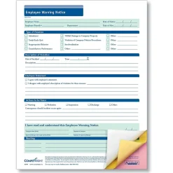 ComplyRight 3-Part Employee Warning Notice, Carbonless, Pack of 50 (A2191)