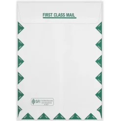 ComplyRight Self Seal Document Envelope 9" x 12 1/2", White/Green, 100/Pack (1492LL)