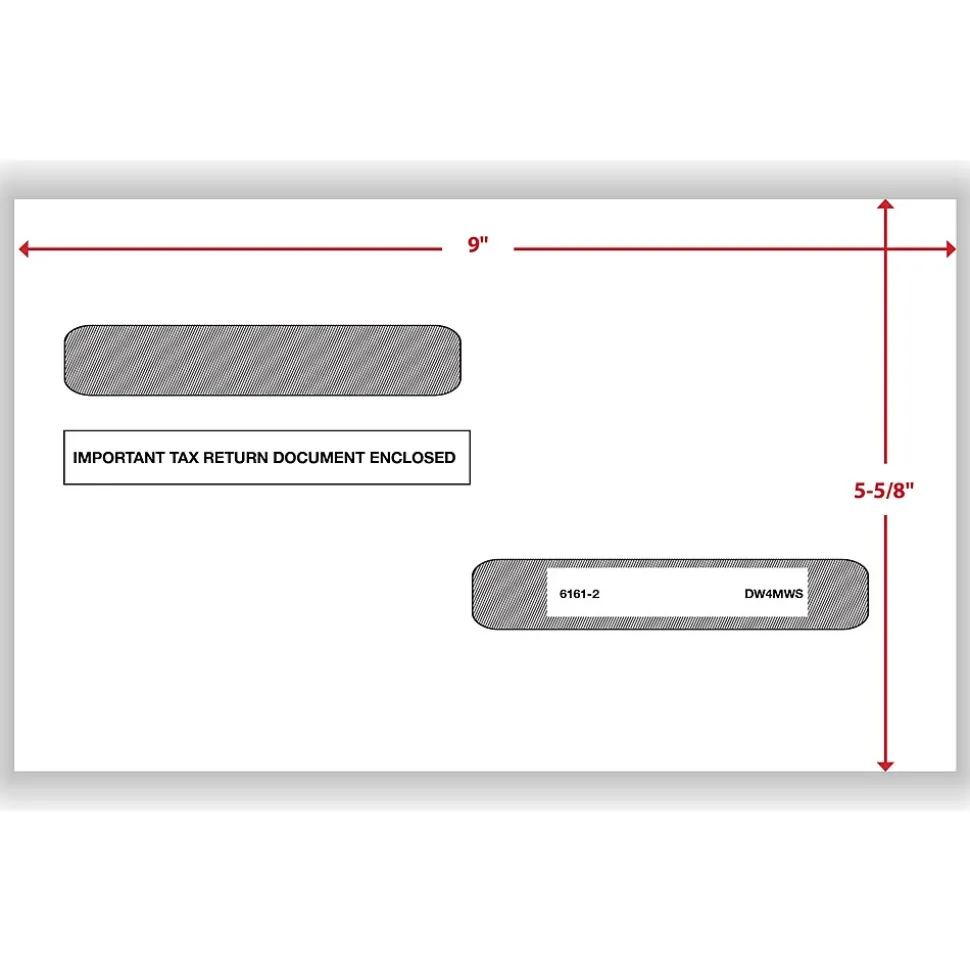 ComplyRight Self Seal 1099-R Tax Double-Window Envelope, 5.63" x 9", White, 100/Pack (DW4MWS)