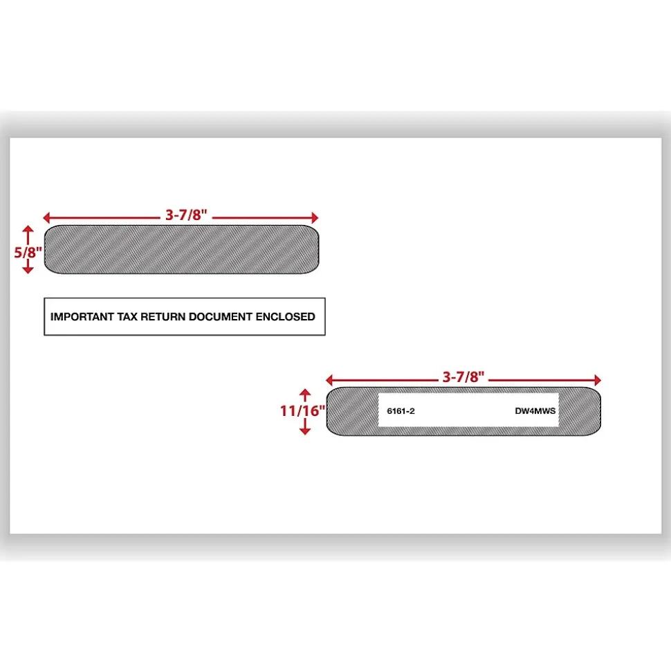 ComplyRight Self Seal 1099-R Tax Double-Window Envelope, 5.63" x 9", White, 100/Pack (DW4MWS)