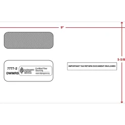 ComplyRight Self Seal Security Tinted Double-Window Tax Envelopes, White, 25/Pack (7777225)