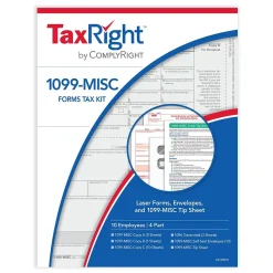 ComplyRight TaxRight 2024 1099-MISC Tax Form Tax Form Set with Envelopes, 4-Part, 10/Pack (SC6103E10)