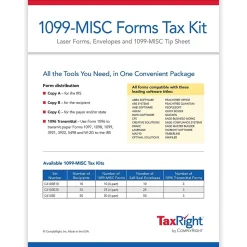 ComplyRight TaxRight 2024 1099-MISC Tax Form Tax Form Set with Envelopes, 4-Part, 10/Pack (SC6103E10)
