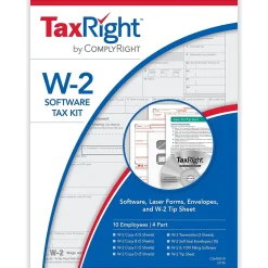 ComplyRight TaxRight 2024 W-2 Tax Form Tax Forms, Envelopes, TipSheet & Software, 4-Part, 10/Pack (SC5645ES10)