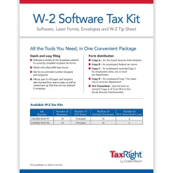 ComplyRight TaxRight 2024 W-2 Tax Form Tax Forms, Envelopes, TipSheet & Software, 6-Part, 10/Pack (SC5650ES10)