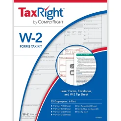 ComplyRight TaxRight 2024 W-2 Tax Form Tax Form Set with Envelopes, 6-Part, 25/Pack (SC5650E25)