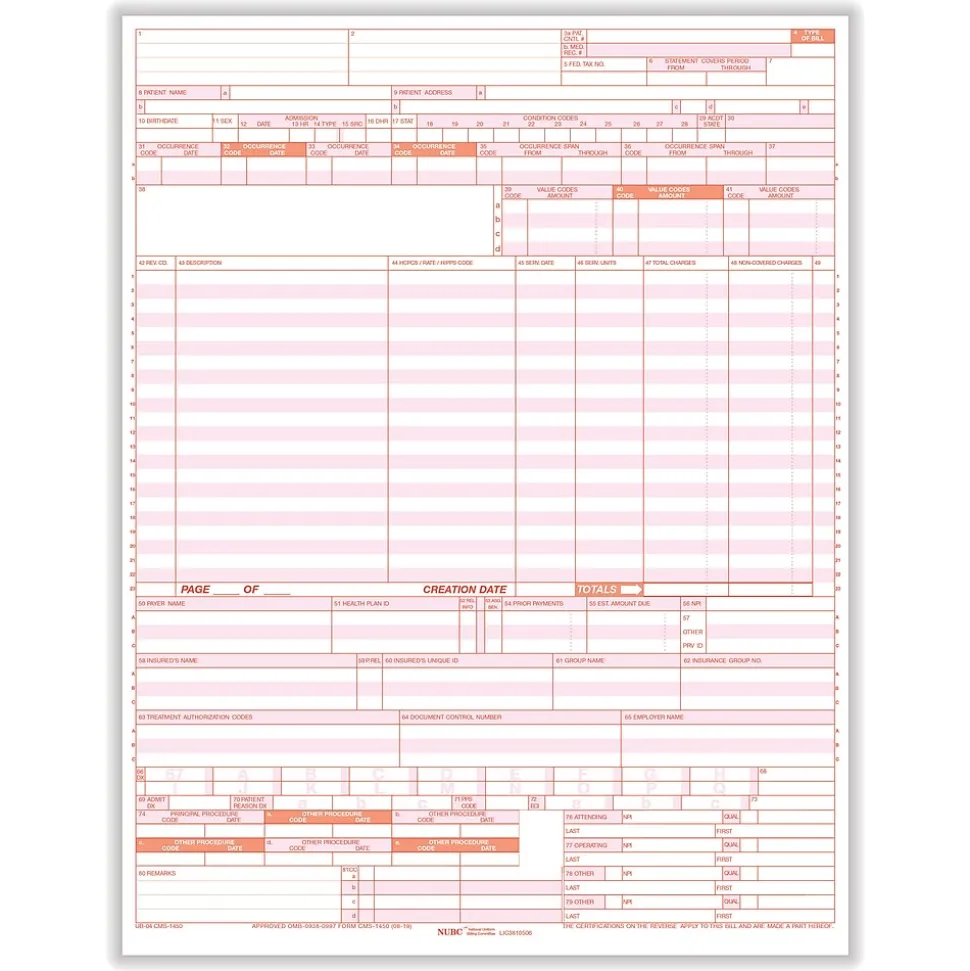 ComplyRight UB-04 Hospital Claim Form, 500 Forms/Pack (UB04LC5)