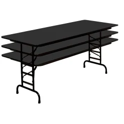Correll 72-inch Metal, Particle Board & Laminate Adjustable Folding Table, Black Granite
