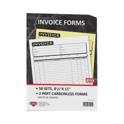 Cosco Business 2-Part Carbonless Invoices, 8.5" x 11", 50 Sets/Book (074005)