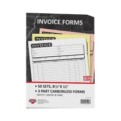 Cosco Business 3-Part Carbonless Invoices, 8.5" x 11", 50 Sets/Book (074006)