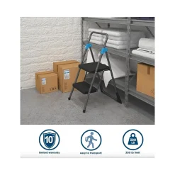 Cosco Commercial 2-Step Folding Stool, 300 lb Capacity, Gray (CSC11829GGB)