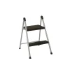 Cosco Folding Step Stool, 2-Step, 200 lb Capacity, 16.9" Working Height, Platinum/Black (11024PBL1E)