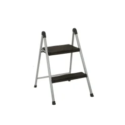 Cosco Folding Step Stool, 2-Step, 200 lb Capacity, 16.9" Working Height, Platinum/Black (11024PBL1E)