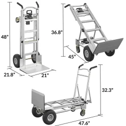 Cosco 3-in-1 Assist Series Convertible Hand Truck, 1000 lb. Capacity, Silver (12312ABL1E)