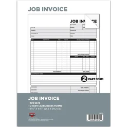 Cosco 2-Part Carbonless Job Invoice, 8.5" x 11.5", 100 Sets/Book (074036PK5)