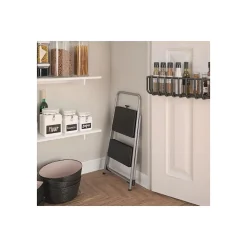 Cosco 2-Step Folding Steel Step Stool, 200 lb Capacity, 28.13" Working Height, Cool Gray (11137PBL1E)