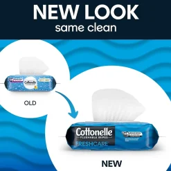 Cottonelle Flushable Toilet Paper Wipe, White, 42 Sheets/Pack, 8 Packs/Carton (51826)