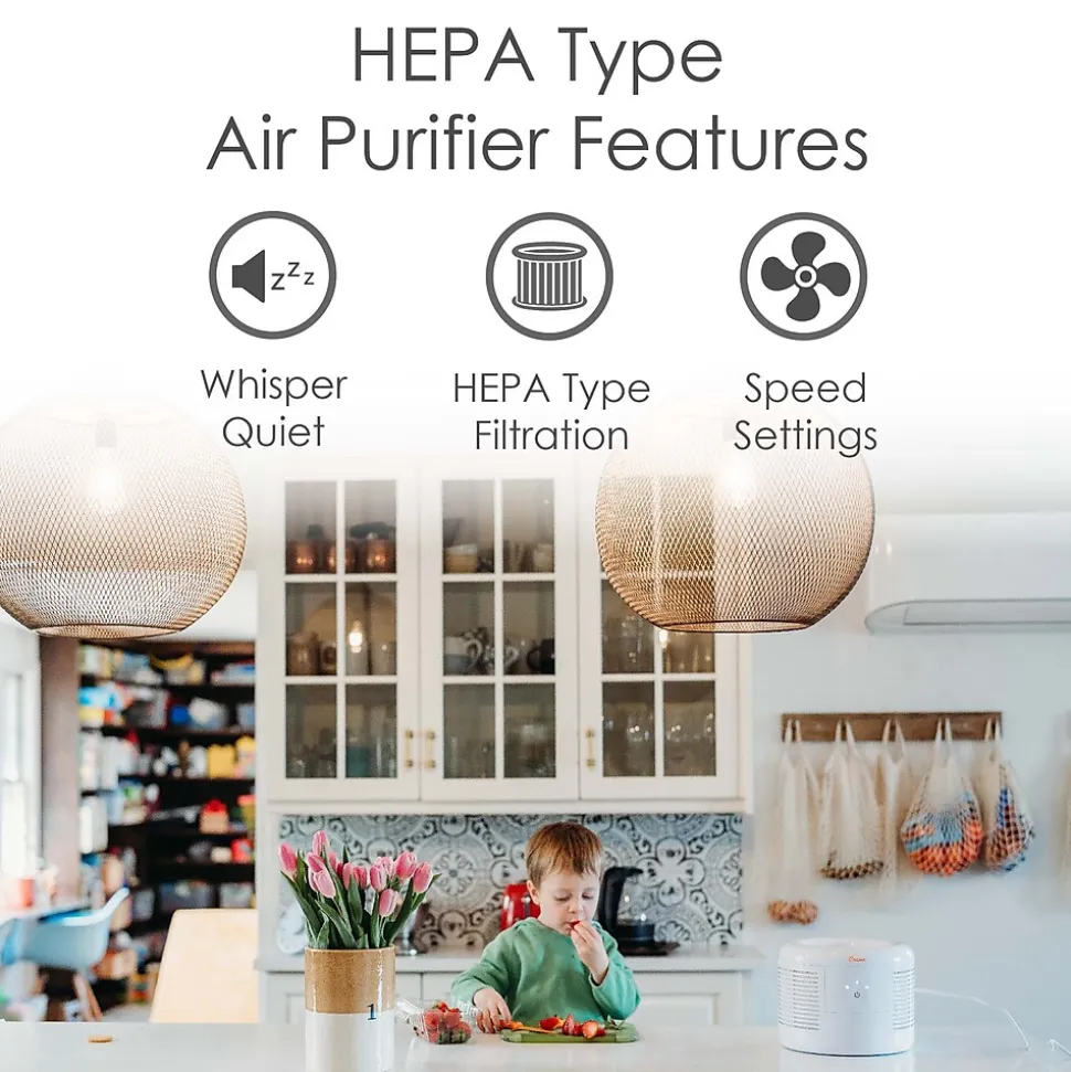 Crane HEPA Tabletop Air Purifier, 3-Speed, White (EE-7002AIR)
