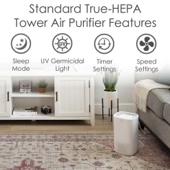 Crane True HEPA Tower Air Purifier, White (EE-5067)