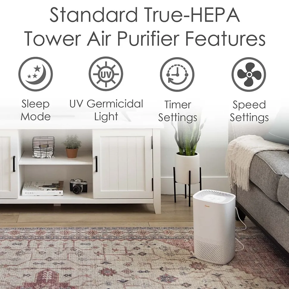 Crane True HEPA Tower Air Purifier, White (EE-5067)
