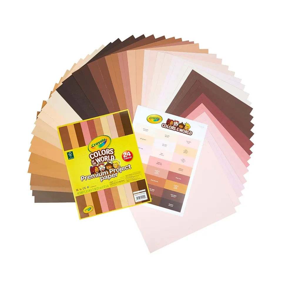Crayola Colors of the World 8.5" x 11" Construction Paper, Assorted Colors, 48 Sheets/Pack (99-0091)