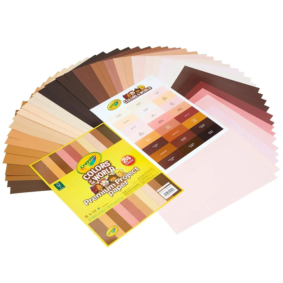 Crayola Colors of the World 8.5" x 11" Construction Paper, Assorted Colors, 48 Sheets/Pack (99-0091)