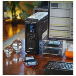 CyberPower Intelligent LCD UPS System, 1500VA/900W, 12 Outlets, 2 USB Ports, AVR, Mini Tower, Black (CP1500AVRLCD3)