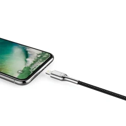Cygnett Armored Lightning to USB-C Charge and Sync Cable, 6', Black (CY2801PCCCL)