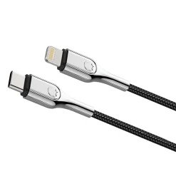 Cygnett Armored Lightning to USB-C Charge and Sync Cable, 6', Black (CY2801PCCCL)