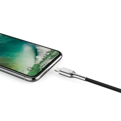 Cygnett Armored Lightning to USB Charge and Sync Cable, 6', Black (CY2670PCCAL)