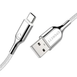 Cygnett Charge and Sync Cable, Armored 2.0 USB-C to USB-A Cable, 3' White (CY2697PCUSA)