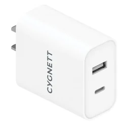 Cygnett PowerPlus 38-Watt Dual Port Wall Charger, White (CY3887POFLW)