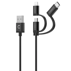 Cygnett Universal 3-in-1 Braided USB Charging Cable, 3.3', Black (CY3571COCAB)