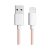 3D Luxe Cool Cables USB Type-C to Lightning Charging Cable, 3 ft., Pink/White (A-LIGHT-PINK)
