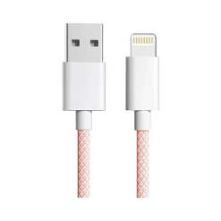 3D Luxe Cool Cables USB Type-C to Lightning Charging Cable, 3 ft., Pink/White (A-LIGHT-PINK)
