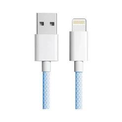 3D Luxe Cool Cables USB Type-C to Lightning Charging Cable, 3 ft., Blue/White (A-LIGHT-BLUE)