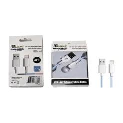 3D Luxe Cool Cables USB Type-C to Lightning Charging Cable, 3 ft., Blue/White (A-LIGHT-BLUE)