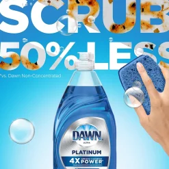 Dawn Platinum Liquid Dish Soap with Sponge, Refreshing Rain, 24 fl oz., 3/Carton (49041)