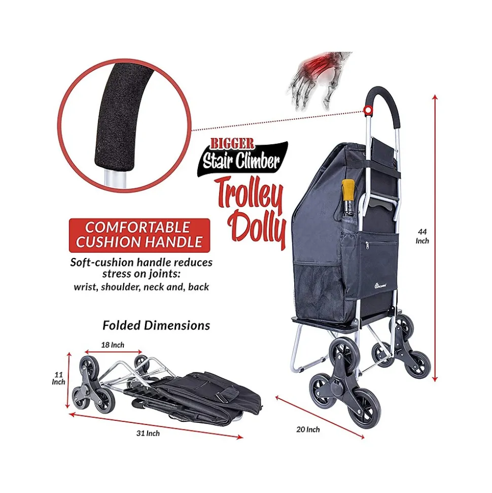 Dbest Stair Climber Bigger Folding Trolley Dolly Cart, 200 lb. Capacity, Black (01-599)