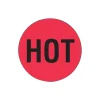 Decker Tape Products "HOT" Shipping Label, 2" Dia., Red/Black, 500 Labels/Roll, 1/Roll (LABDL1730)