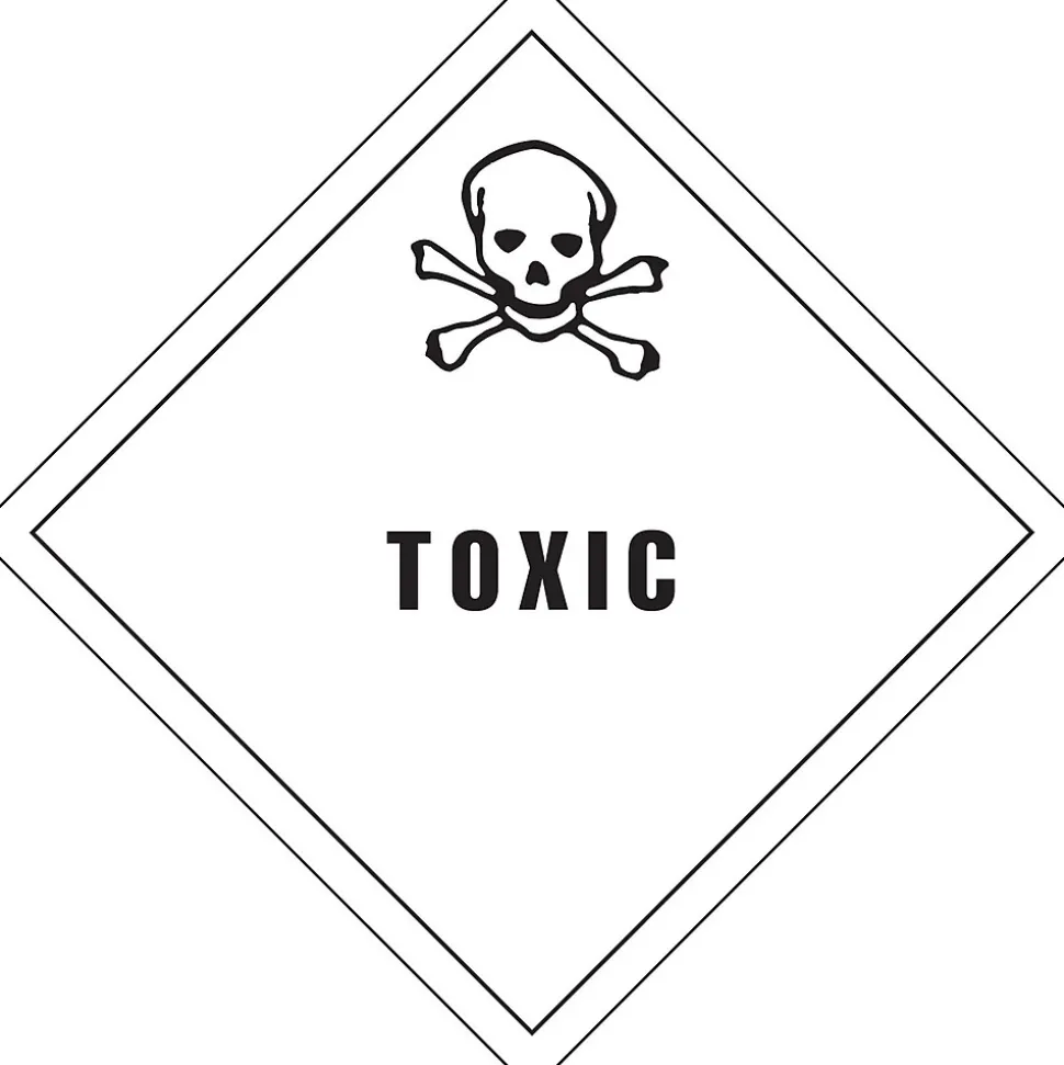 Decker Tape "Toxic" Label, 4" x 4", 500/RL