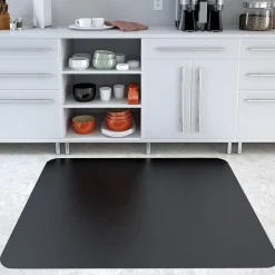 Deflect-O Black Mat 45" x 53" Rectangle-Hard Floor, Vinyl, Black