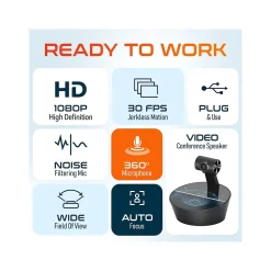 Delton C90 HD 1080p Conference Speakerphone Webcam, 2 Megapixels, Black, (DCSC90)